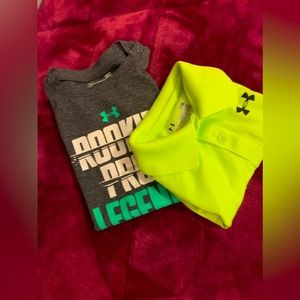 🍼🍼🍼Under Armour collar onsie & Under Armour T-shirt onsie Never wore 3/6 mths